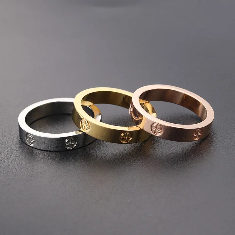 Rose Gold Love Ring Couple CZ Crystal Rings