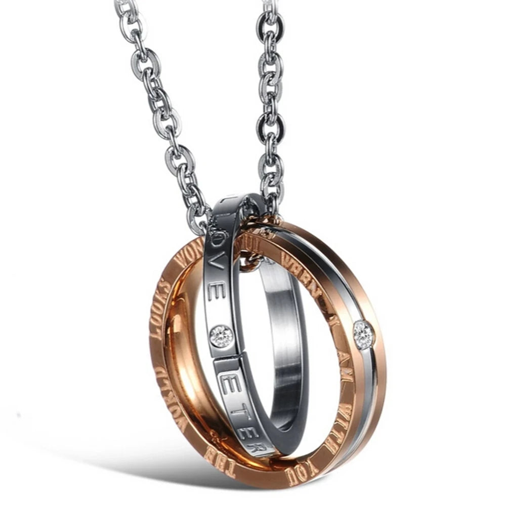 Couple Necklace, Pendent Necklace, Engrave Words