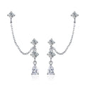 Full Moissanite Stud Chain Earrings 925 Sterling Silver Jewelry