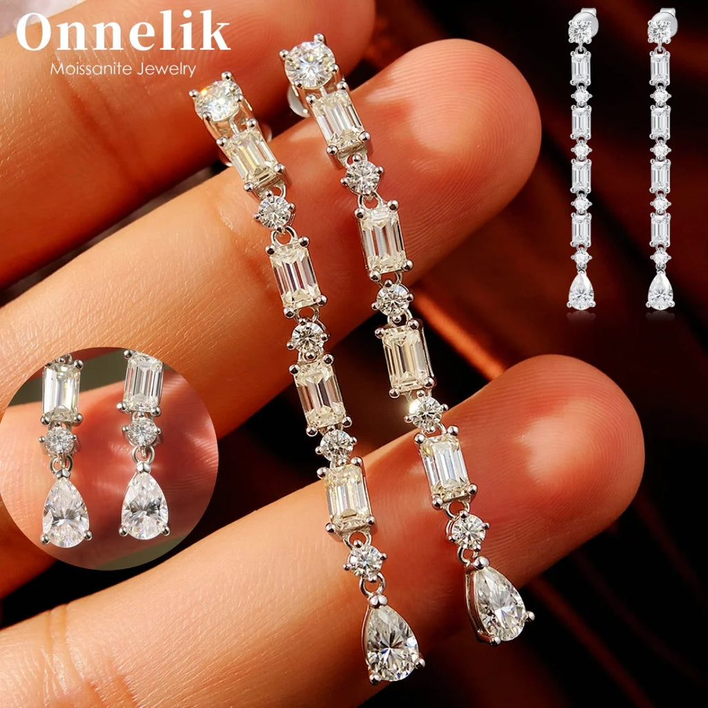 6.8cttw Full Moissanite Drop S925 Sterling Silver Lab Diamond earrings