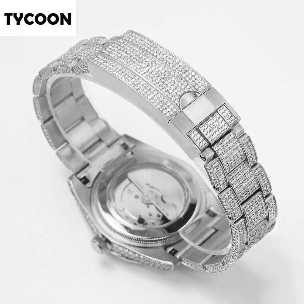 Luxury Iced Out Moissanite Diamond Watch Automatic Mechanical Wrist Watch Miyota 8215 Movement