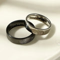 Black Silver Heart Fingerprint Couple Rings gift