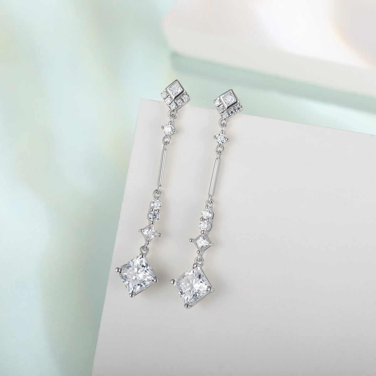 40mm D Color Moissanite Diamond DropS925 Silver Long Dangling Earrings
