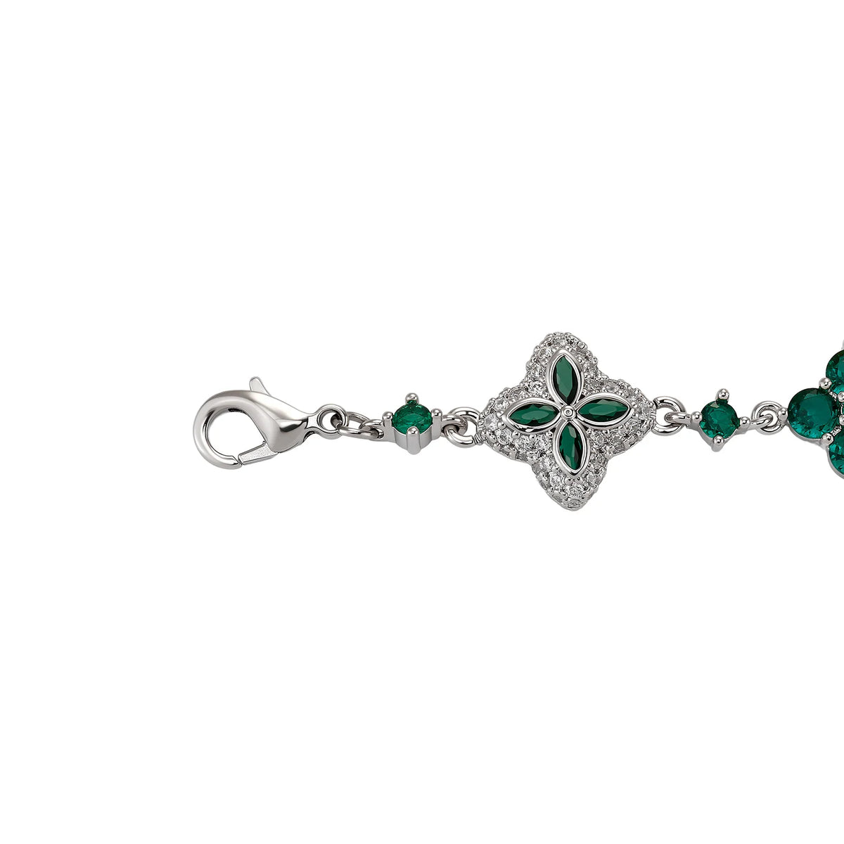 Iced Out Brass Bracelet Four Leaf Clover Chain Bracelet With 5A+ Cubic Zirconia