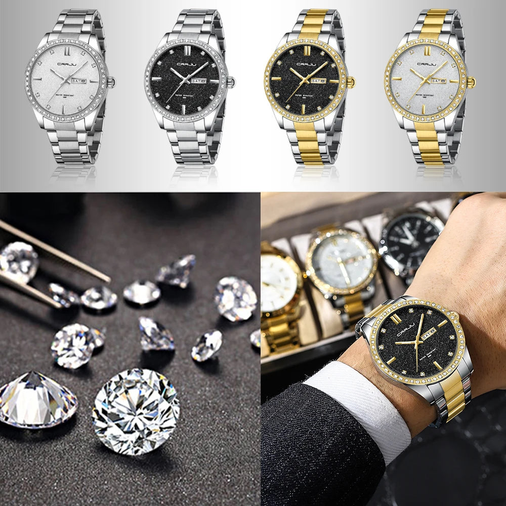 Moissanite Diamond Golden Dial Watches with Luminous Relogio Masculino