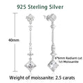 40mm D Color Moissanite Diamond DropS925 Silver Long Dangling Earrings