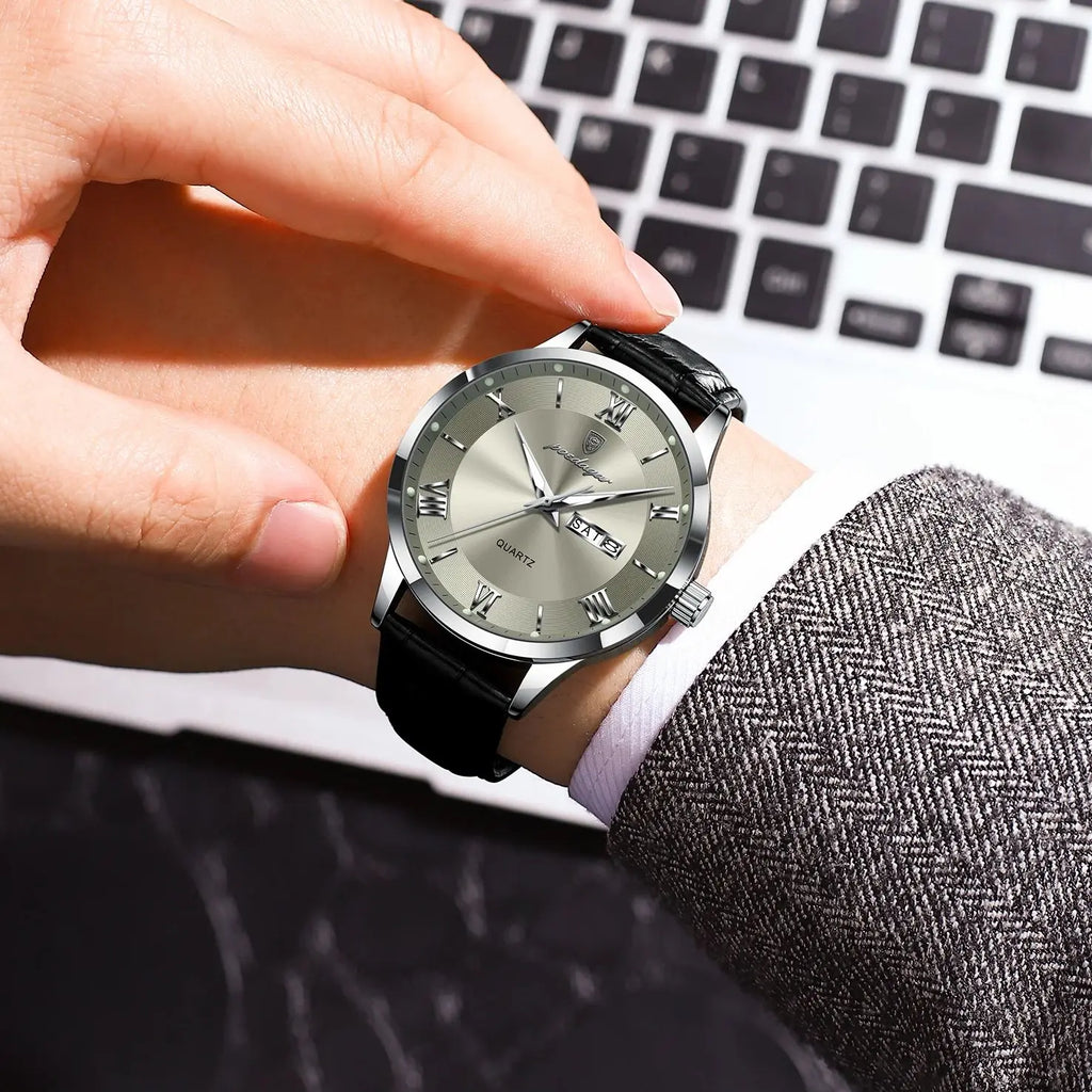 Luxury Watch Military Leather Men Quartz Waterproof Reloj+Box