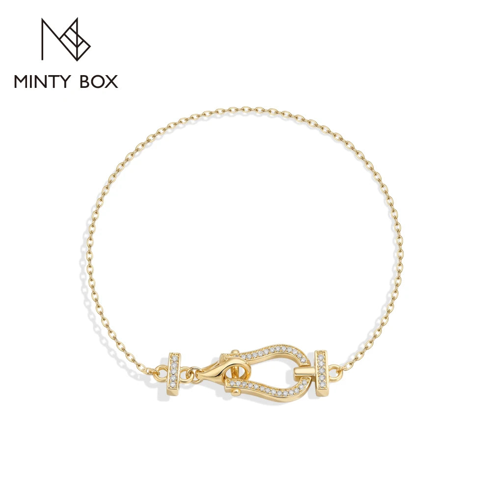 MINTYBOX Horseshoe Clasp Pave Moissanite Bracelet 925 Sterling Silver