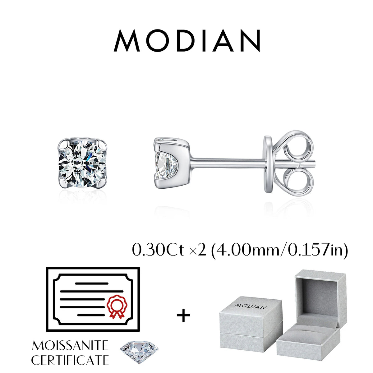 3MM-5MM Size D Color Moissanite 925 Sterling Silver Round Stud Earrings