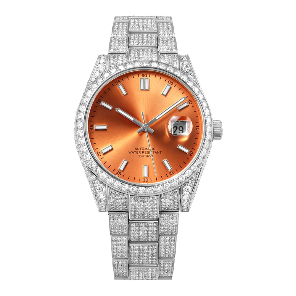 Luxury Iced Out Moissanite Diamond Watch Automatic Mechanical Wrist Watch Miyota 8215 Movement