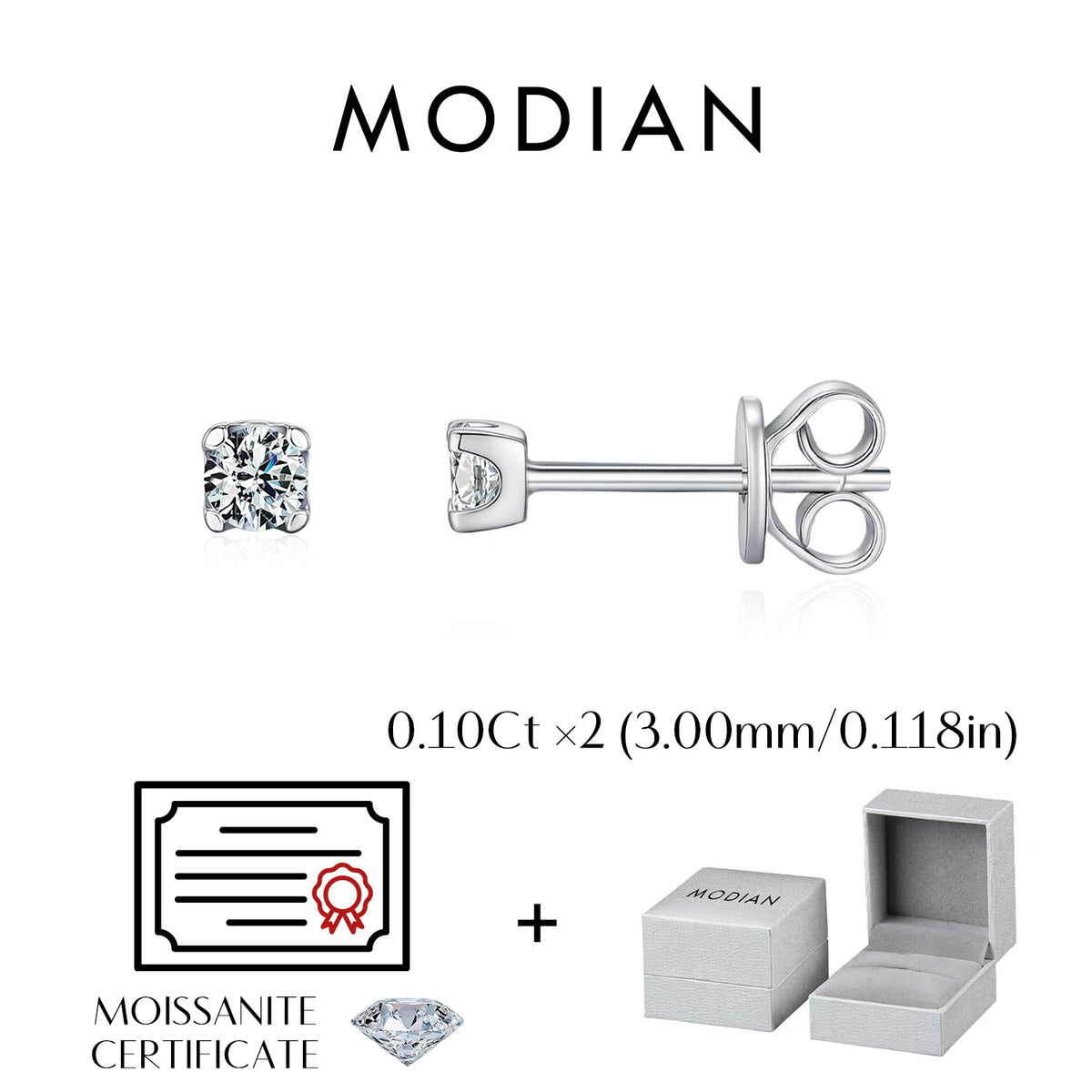 3MM-5MM Size D Color Moissanite 925 Sterling Silver Round Stud Earrings