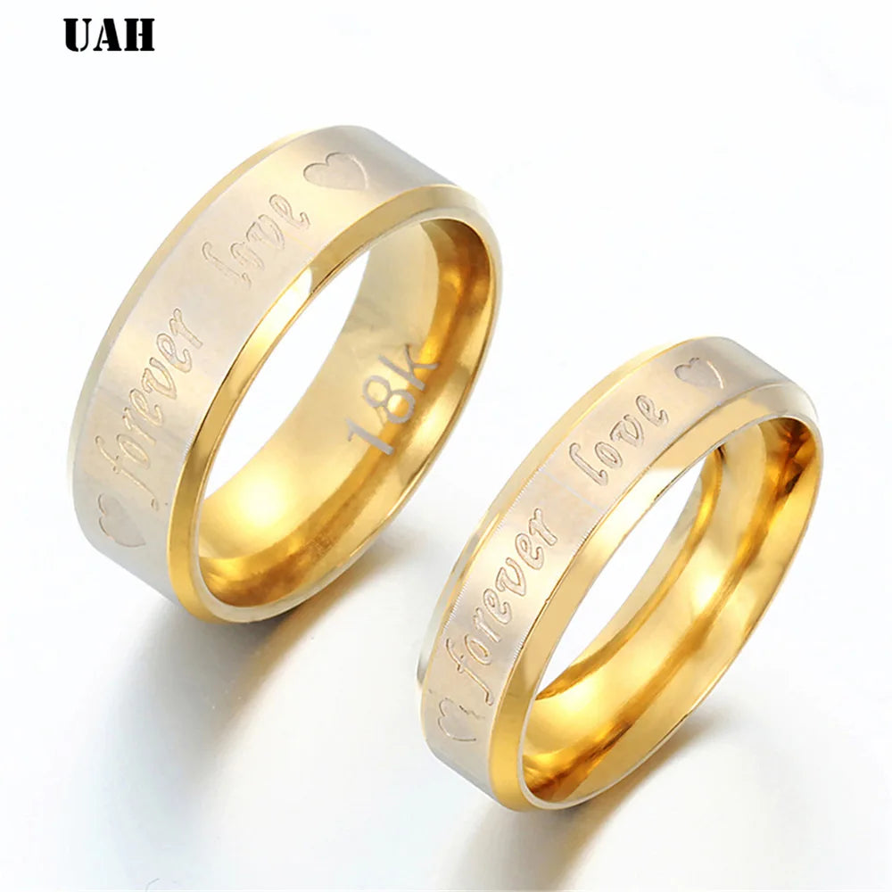 Engraved Forever Love Couple Rings