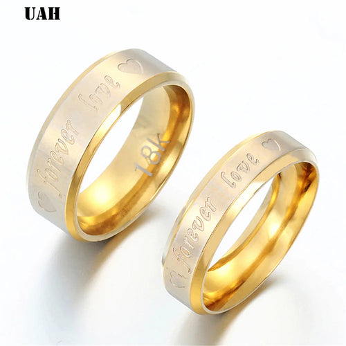 18k gold rings Engraved Forever Love Couple Rings