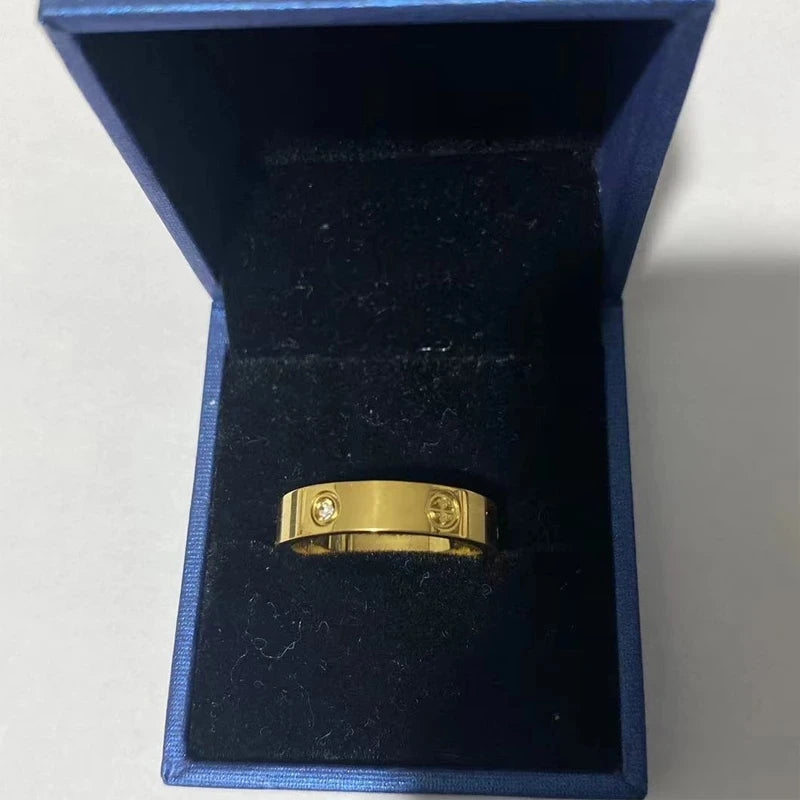 Rose Gold Love Ring Couple CZ Crystal Rings