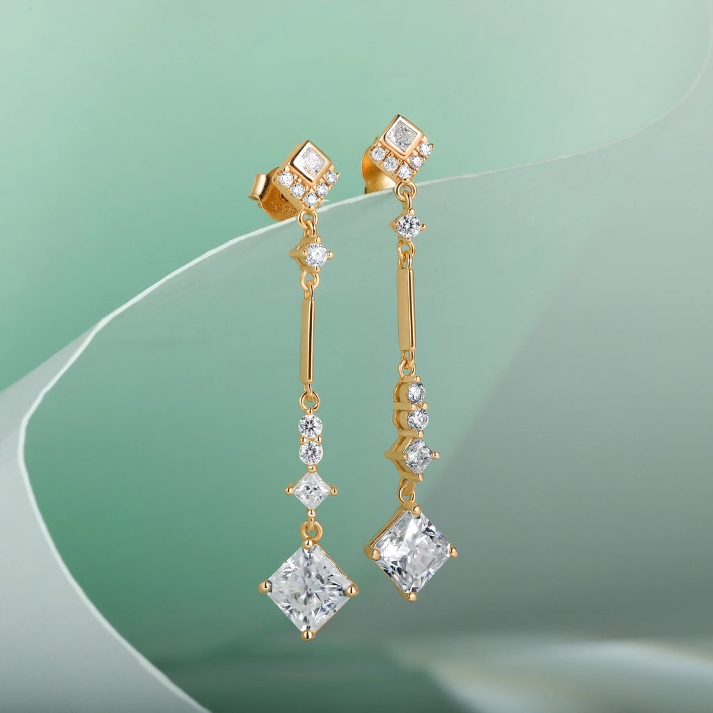 40mm D Color Moissanite Diamond DropS925 Silver Long Dangling Earrings