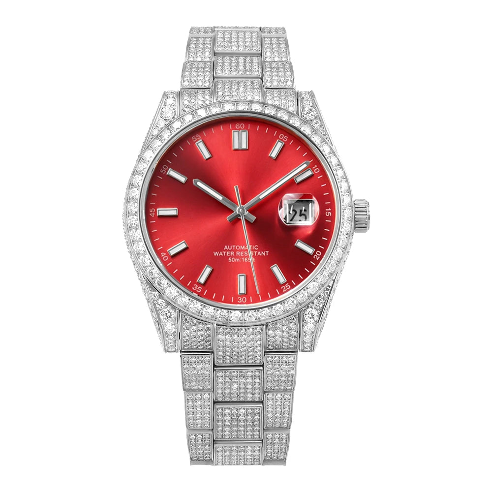 Luxury Iced Out Moissanite Diamond Watch Automatic Mechanical Wrist Watch Miyota 8215 Movement