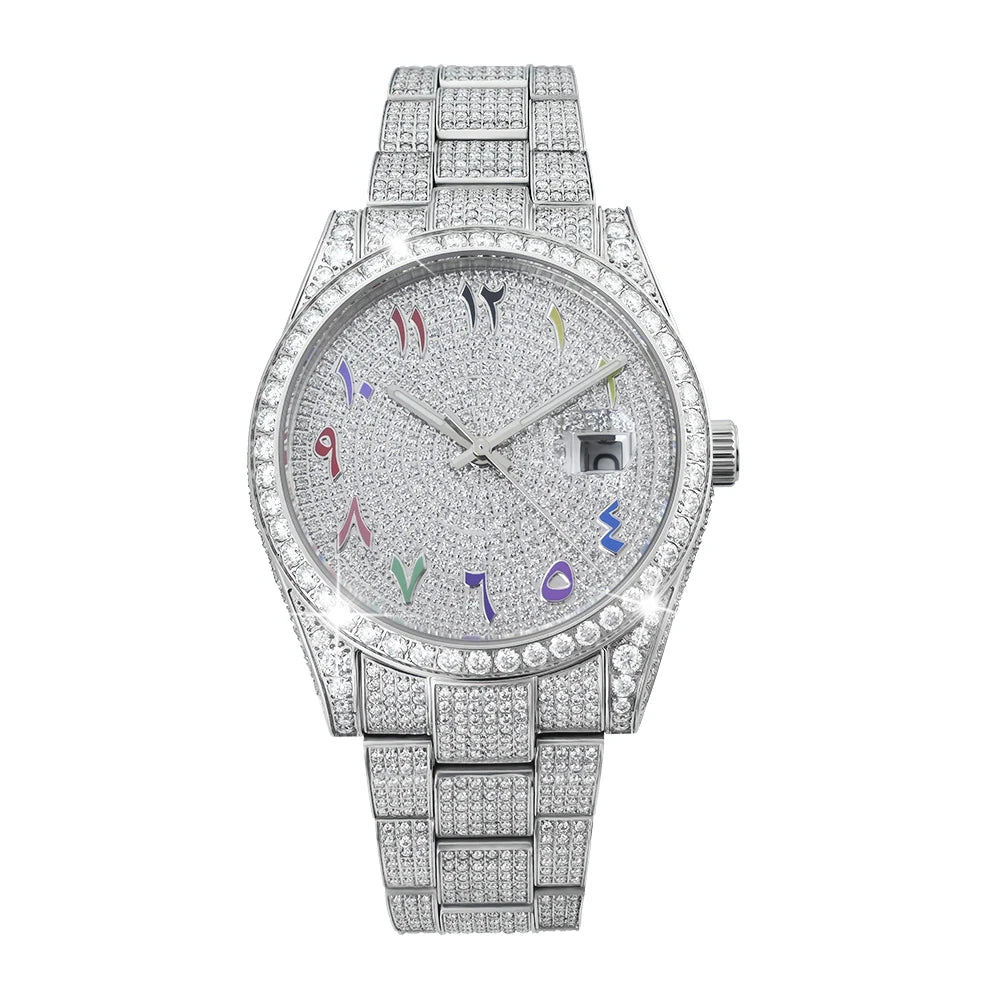 VVS Moissanite Diamond Iced Out  Watch 8215 Automatic Mechanical Movement Wristwatch