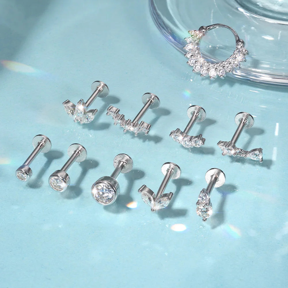 Moissanite Diamond Stud Orginal 925 Sterling Silver Screw Flat Back Moissanite Earring Jewel