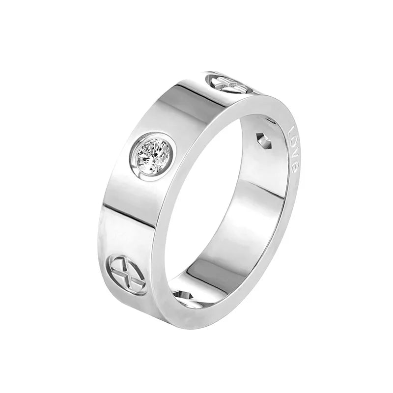 Rose Gold Love Ring Couple CZ Crystal Rings