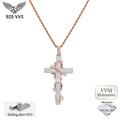 80mm Iced out Thorn Cross VVS1 Moissanite S925 Silver Pendant Necklace