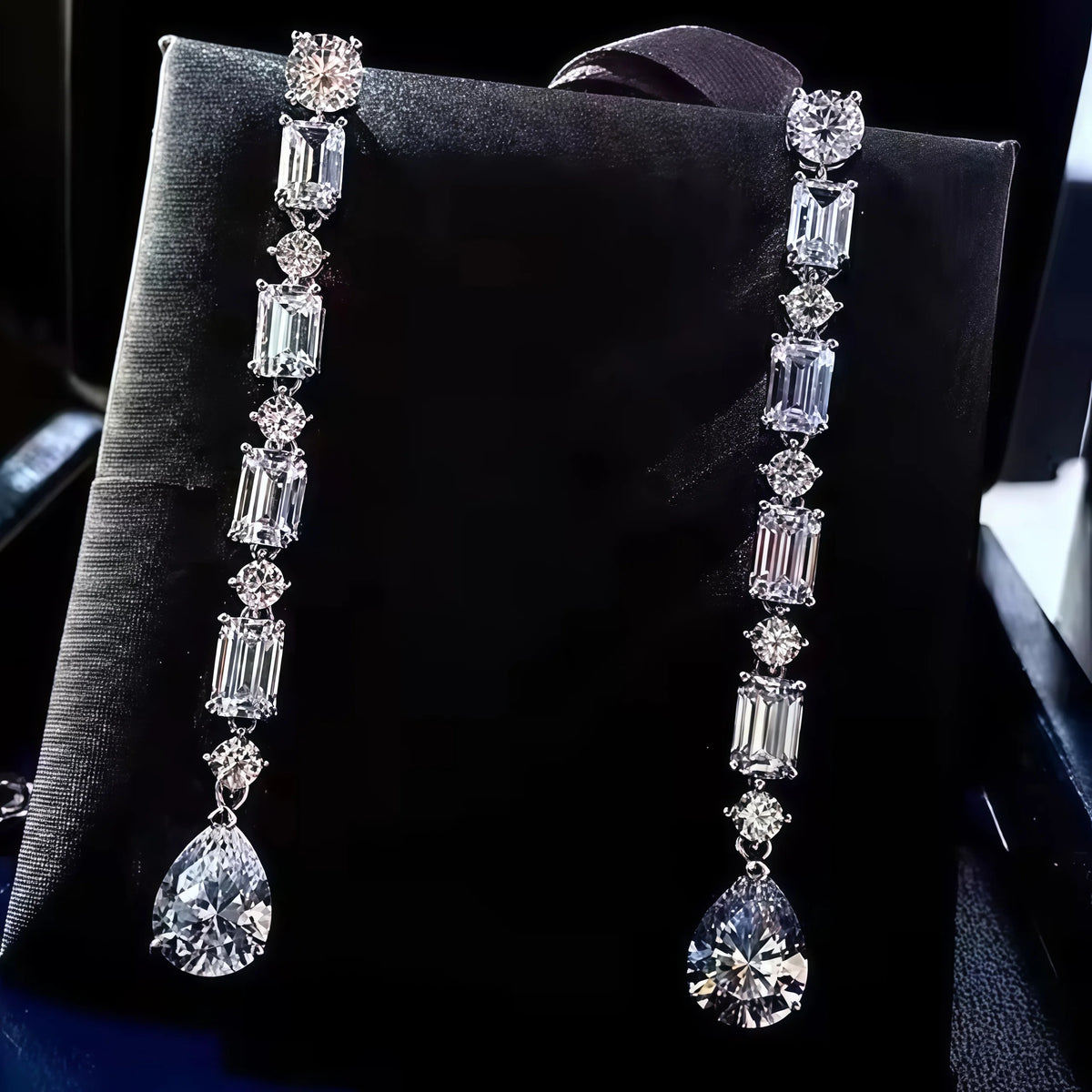 6.8cttw Full Moissanite Drop S925 Sterling Silver Lab Diamond earrings
