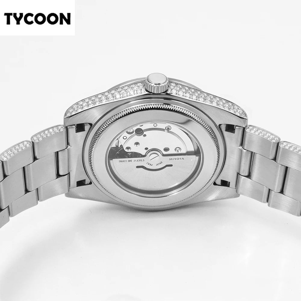 Luxury Iced Out Moissanite Diamond Watch Automatic Mechanical Wrist Watch Miyota 8215 Movement