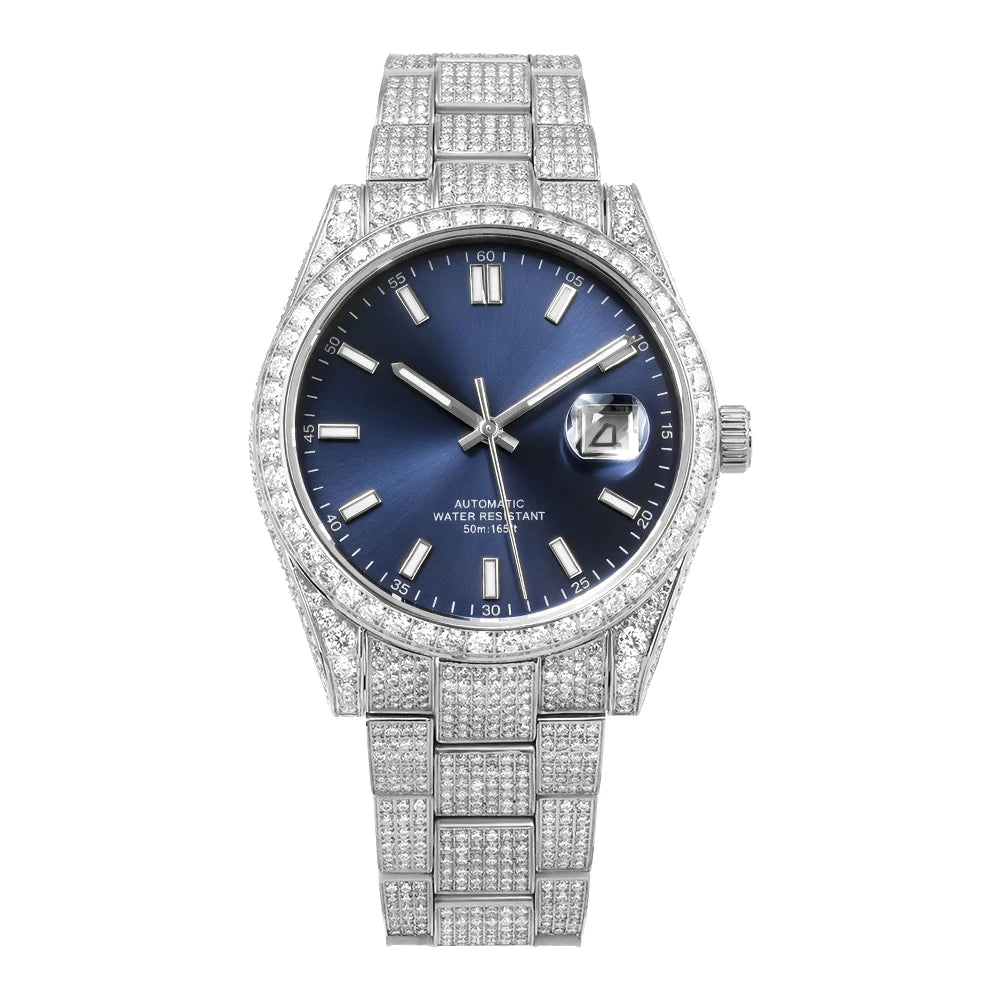 Luxury Iced Out Moissanite Diamond Watch Automatic Mechanical Wrist Watch Miyota 8215 Movement