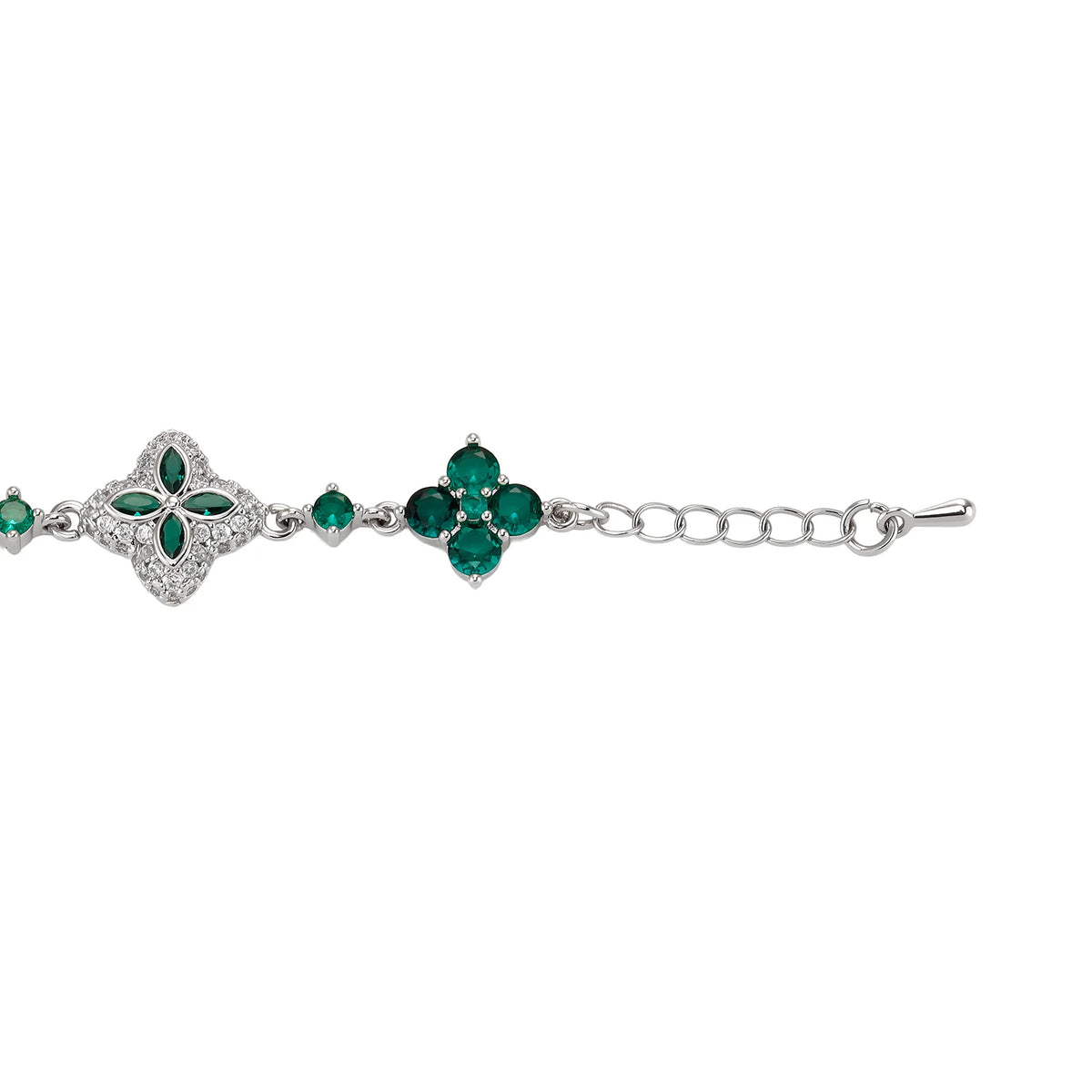 Iced Out Brass Bracelet Four Leaf Clover Chain Bracelet With 5A+ Cubic Zirconia