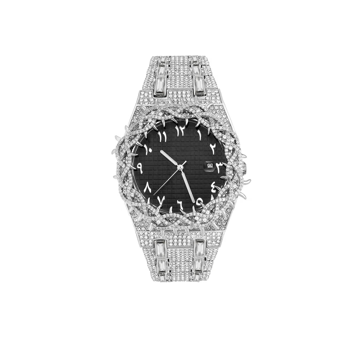 Thorn Spike Watch Men Iced Out Rhinestone Quartz Reloj Hombre wristwatch