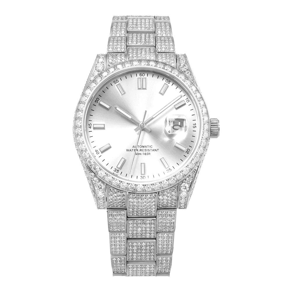 Luxury Iced Out Moissanite Diamond Watch Automatic Mechanical Wrist Watch Miyota 8215 Movement