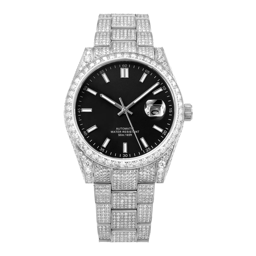Luxury Iced Out Moissanite Diamond Watch Automatic Mechanical Wrist Watch Miyota 8215 Movement