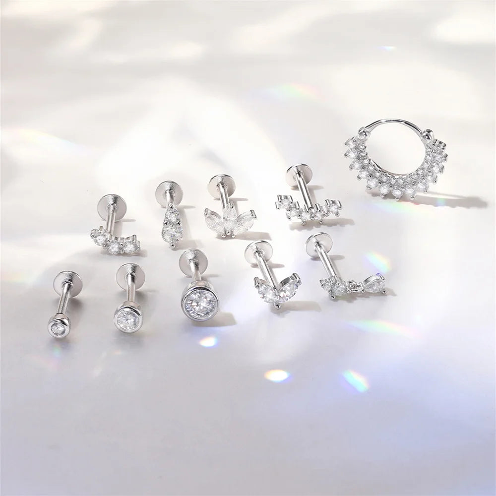 Moissanite Diamond Stud Orginal 925 Sterling Silver Screw Flat Back Moissanite Earring Jewel
