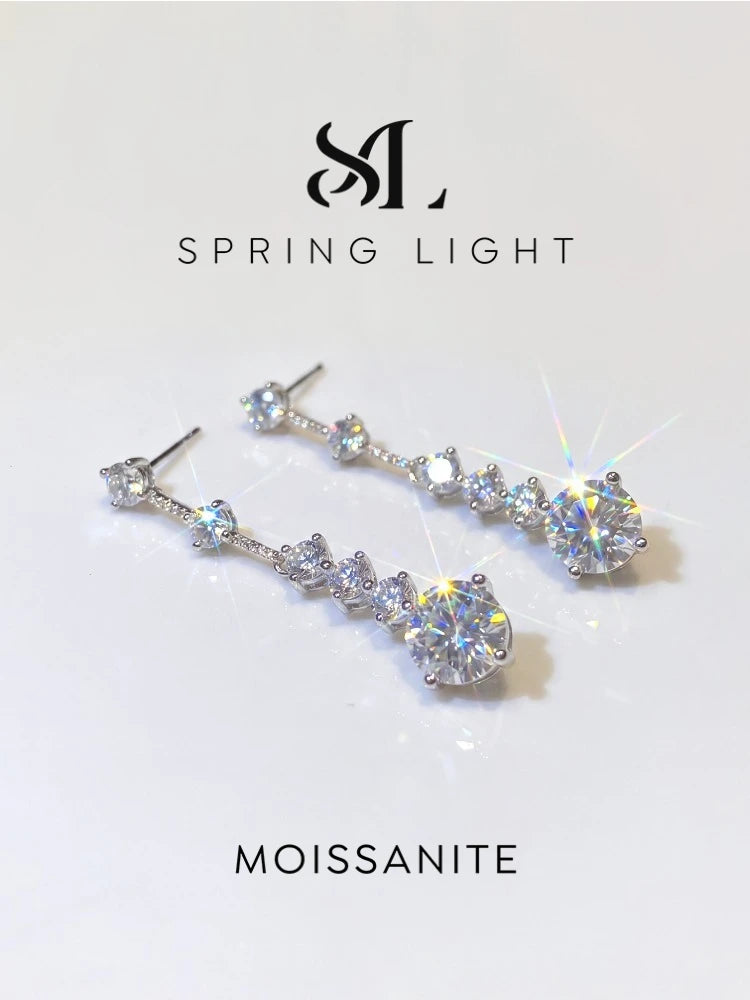 1CT Moissanite Diamond Long Tassel Drop Earrings