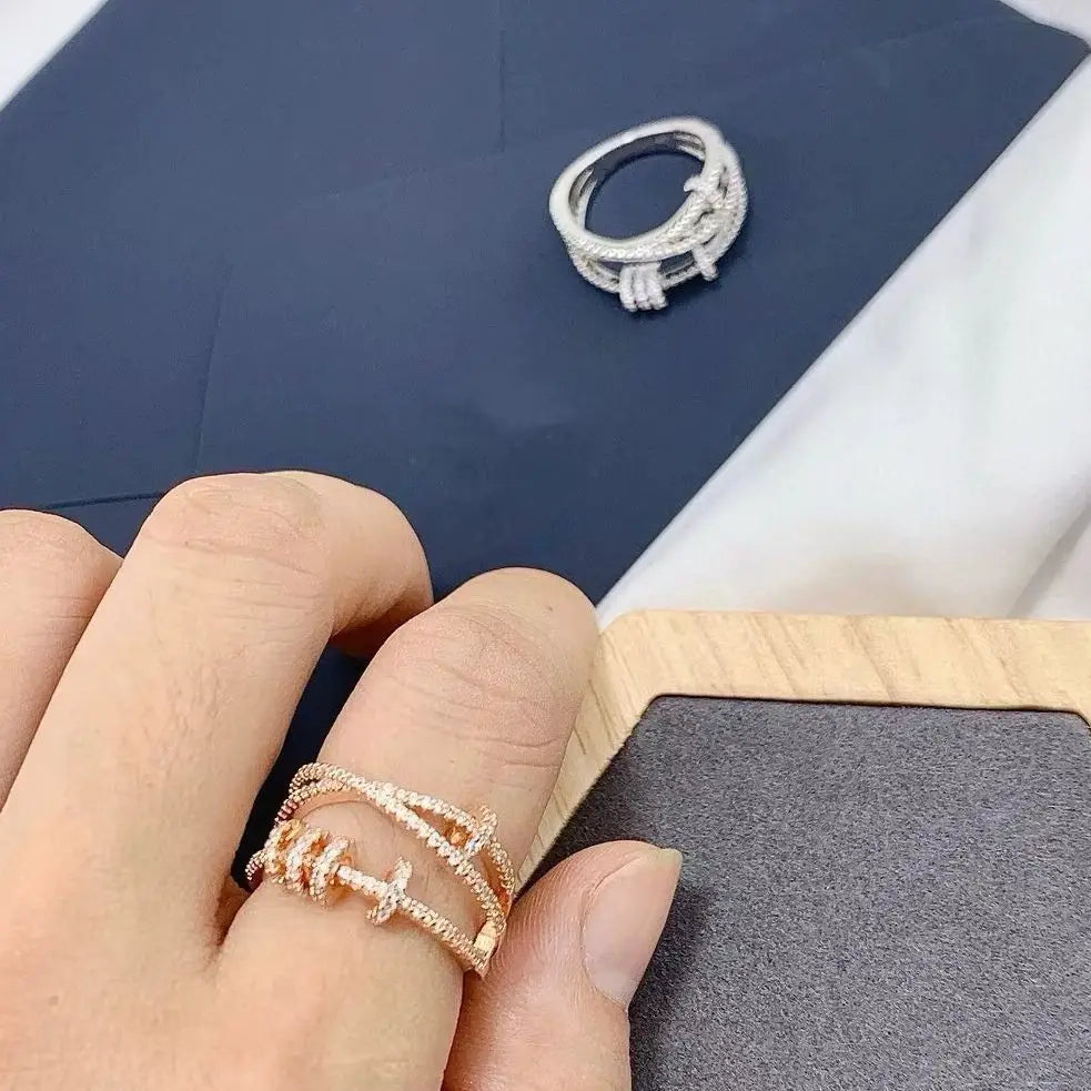 s925 Silver Time Running Rotatable Moissanite Ring