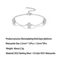 925 Silver Four-Leaf Clover Moissanite Bracelet White Gold Plated Diamond Bangle