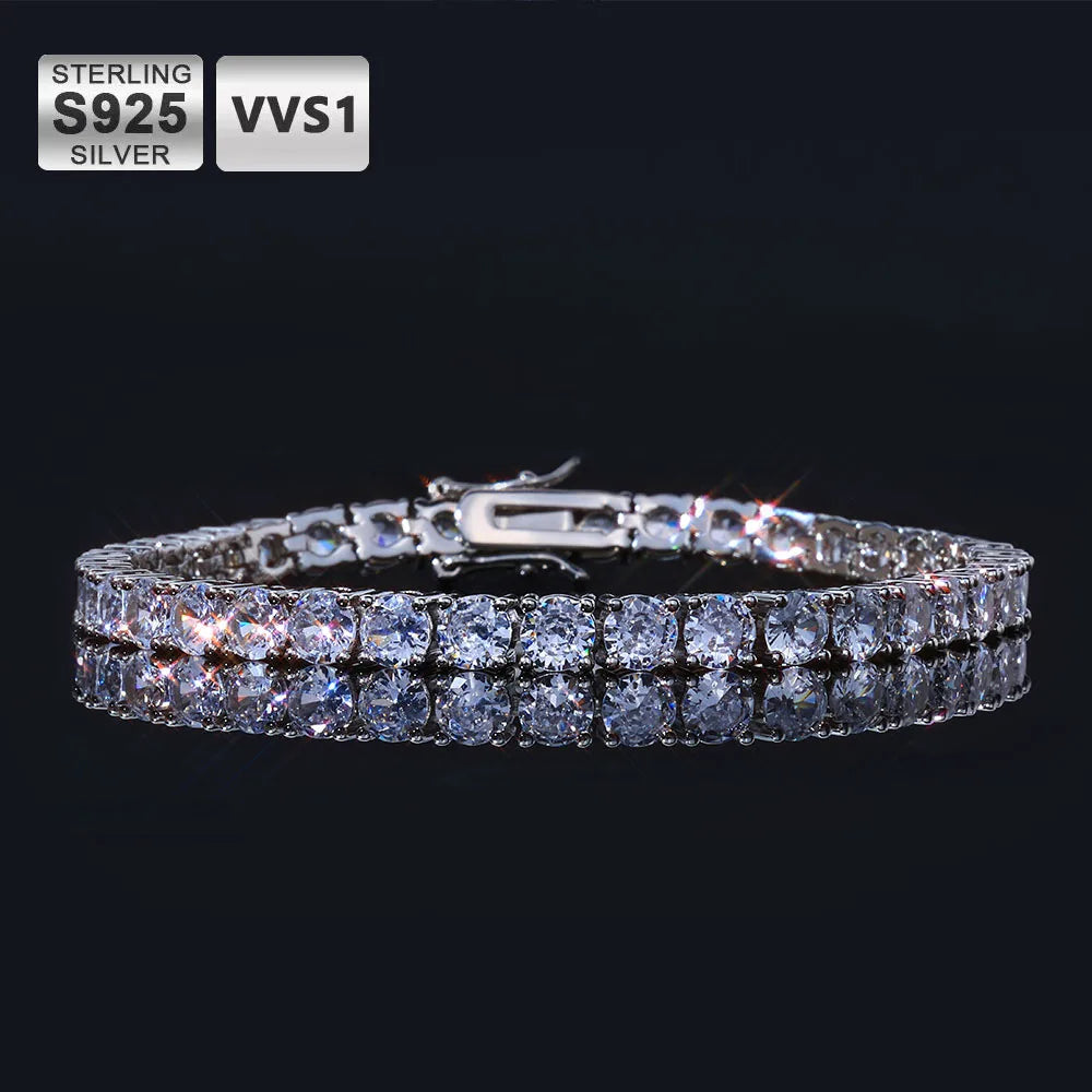 925 VVS Moissanite Star Chain Bracelet Tennis Cross Bracelet Sterling Silver with GRA 7/8inch