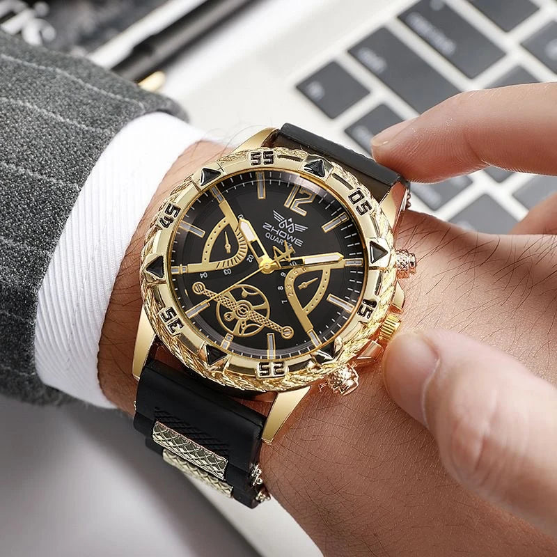 Arabic Quartz CasuSilicone Strap Wristwatch With Necklace Set Reloj Hombre (Without Box)