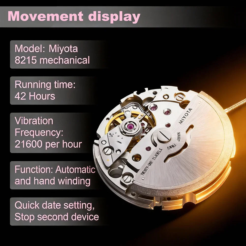 Luxury Iced Out Moissanite Diamond Watch Automatic Mechanical Wrist Watch Miyota 8215 Movement