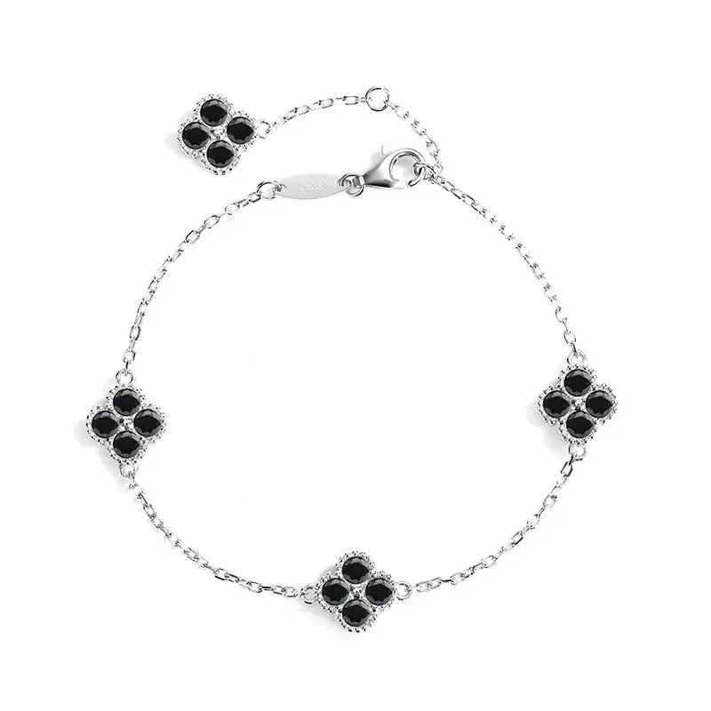 2.4cttw D Color Moissanite Clover Bracelet 925 Sterling Silver Fine Jewelry White Gold Plated Charm Bracelet Bangle Wholesale