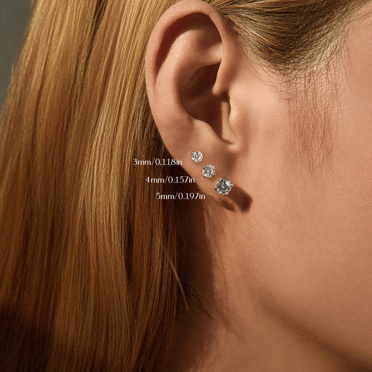 3MM-5MM Size D Color Moissanite 925 Sterling Silver Round Stud Earrings
