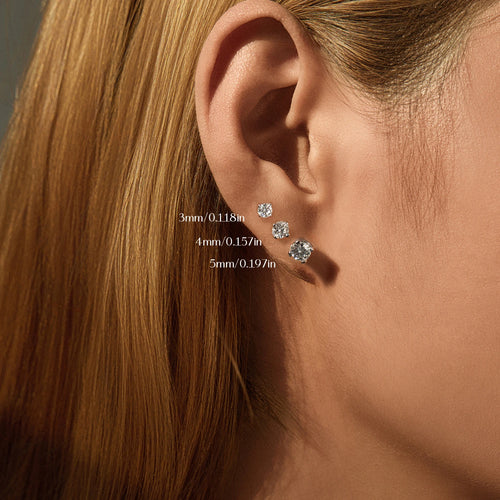 3MM-5MM Size D Color Moissanite 925 Sterling Silver Round Stud Earrings