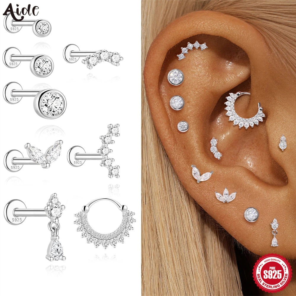 Moissanite Diamond Stud Orginal 925 Sterling Silver Screw Flat Back Moissanite Earring Jewel