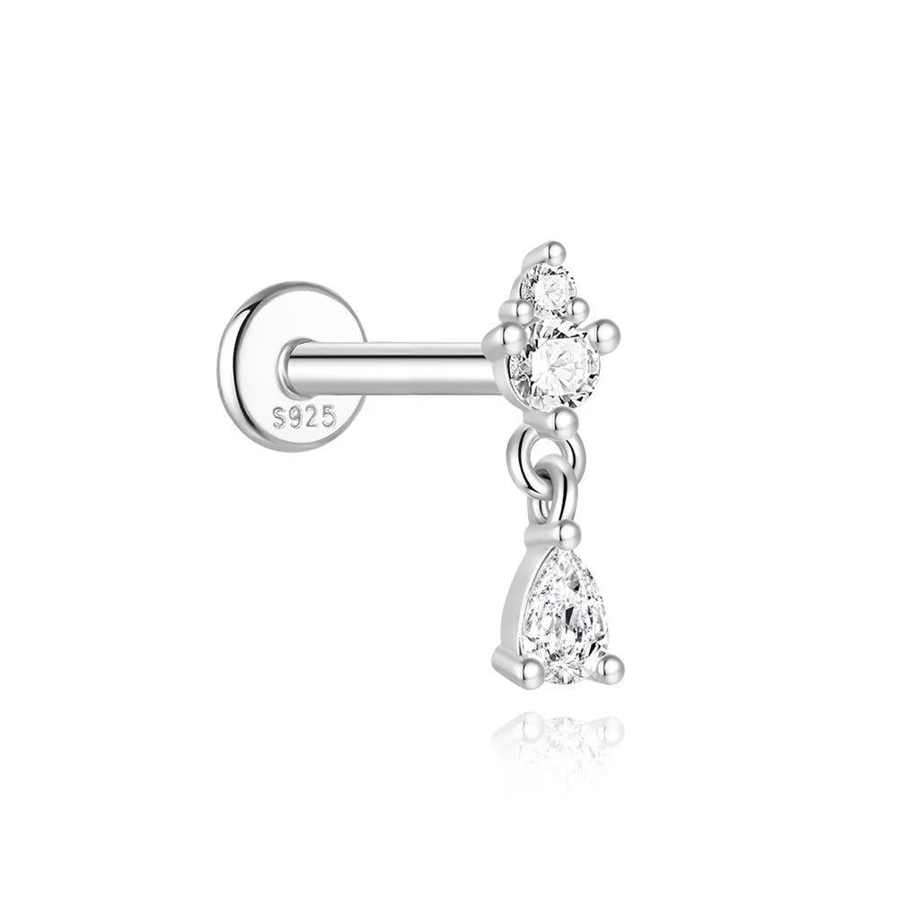 Moissanite Diamond Stud Orginal 925 Sterling Silver Screw Flat Back Moissanite Earring Jewel
