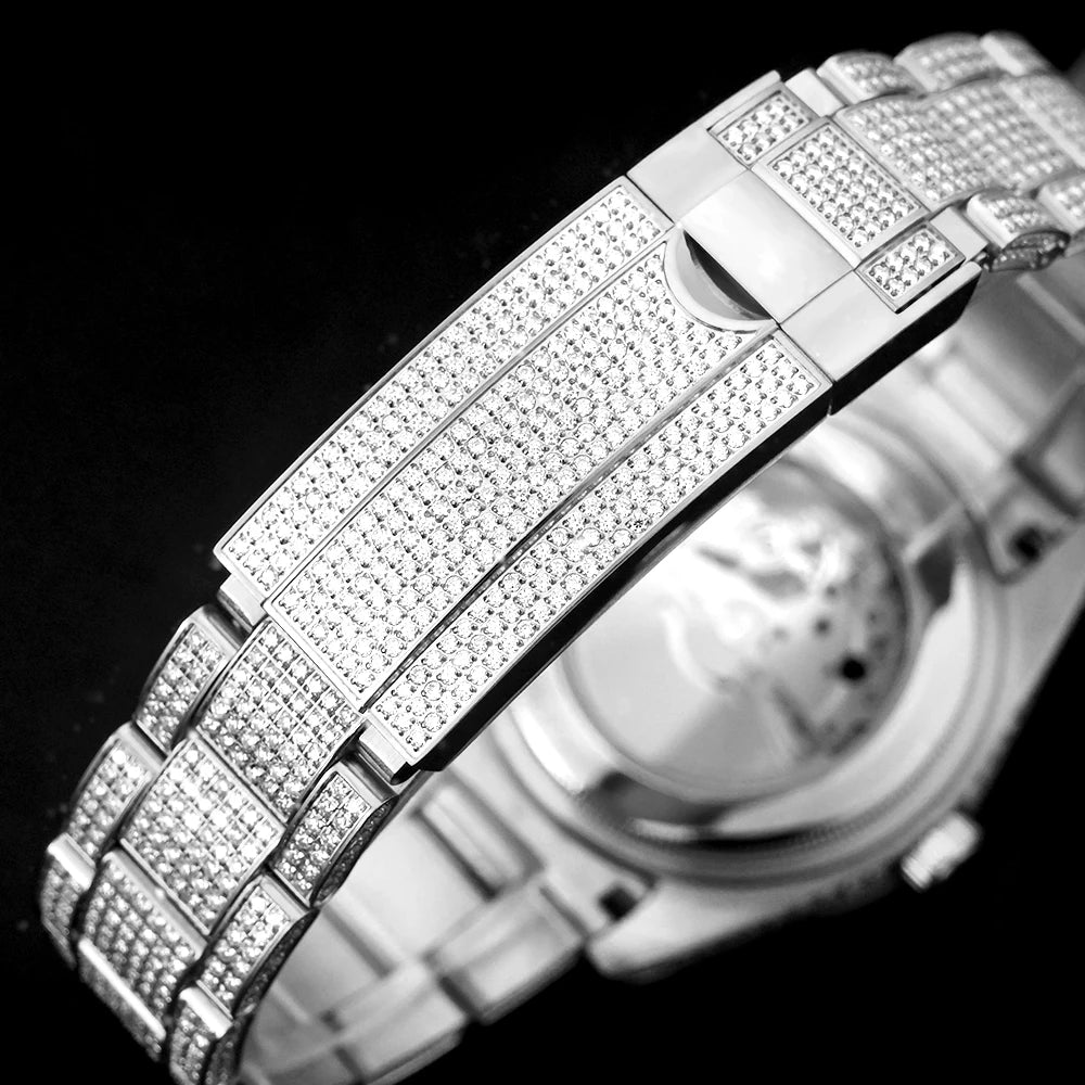 VVS Moissanite Diamond Iced Out  Watch 8215 Automatic Mechanical Movement Wristwatch