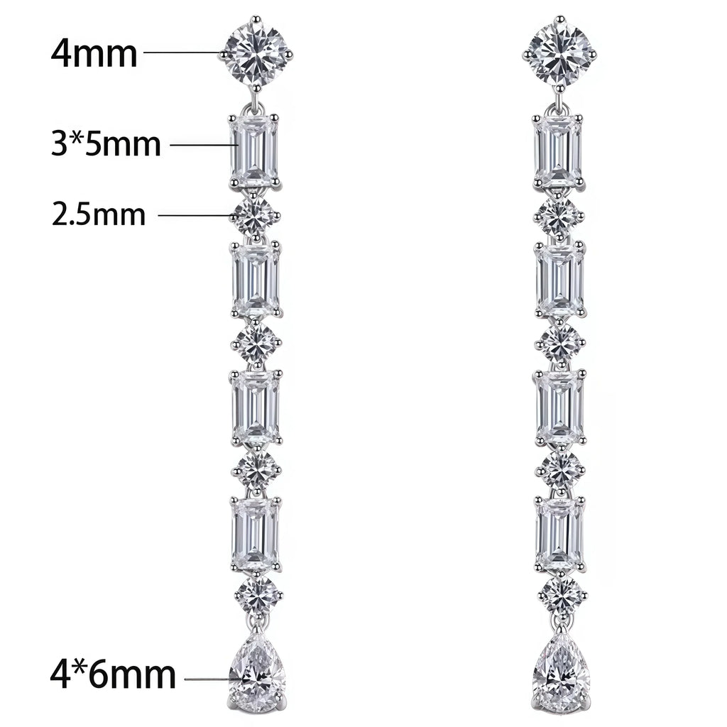 6.8cttw Full Moissanite Drop S925 Sterling Silver Lab Diamond earrings