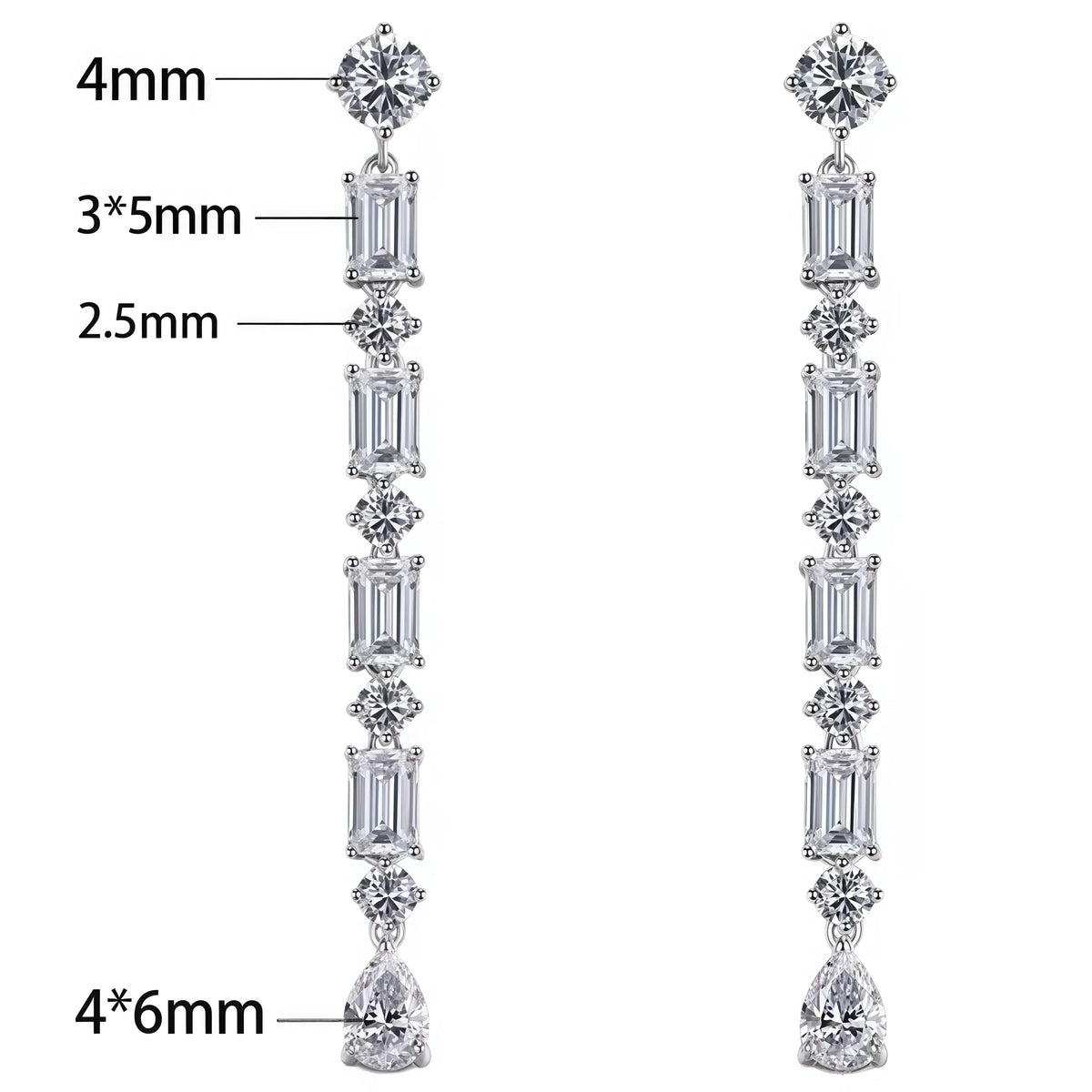 6.8cttw Full Moissanite Drop S925 Sterling Silver Lab Diamond earrings