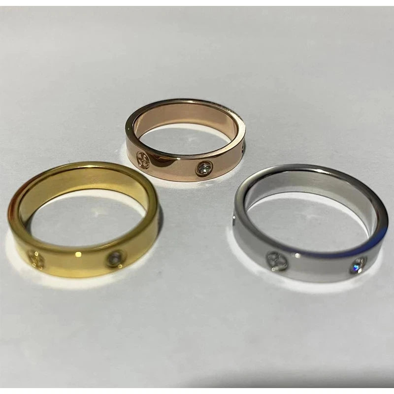 Rose Gold Love Ring Couple CZ Crystal Rings