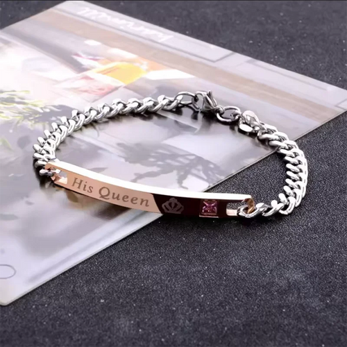 2 Style His Queen Her King Black Rose Gold Color Women's Male Chain Crystal Couple Bracelet for Men Femmo on Hands Jewelry