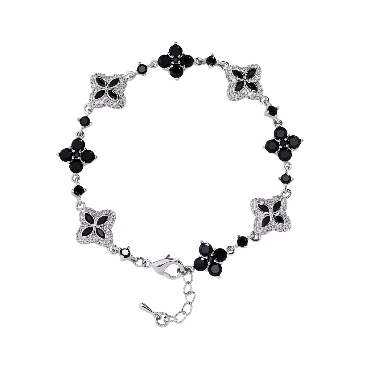 Iced Out Brass Bracelet Four Leaf Clover Chain Bracelet With 5A+ Cubic Zirconia