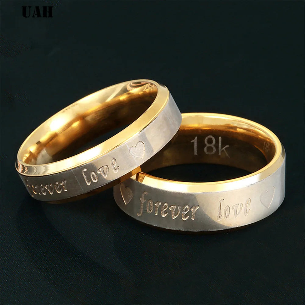 Engraved Forever Love Couple Rings